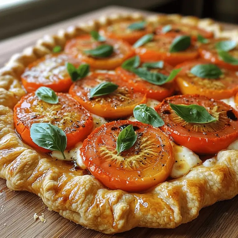 Galettes bring a charming, rustic appeal to the table, serving as a delightful way to celebrate seasonal produce. This freeform pastry is versatile and can be filled with both sweet and savory ingredients, making it an excellent choice for any meal or occasion. The Rustic Tomato Basil Galette is particularly special, showcasing the freshness of summer tomatoes and the aromatic qualities of basil, making it an ideal recipe for those sunny afternoons or fresh finds at the local farmers' market.