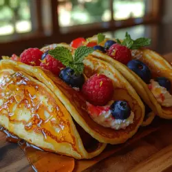 In the realm of breakfast delicacies, pancakes have long held a cherished place. Their warm, fluffy texture and versatility make them a beloved choice for starting the day. However, the classic pancake is about to be reinvented in this recipe for Whipped Lemon Ricotta Pancake Tacos. This delightful dish combines the familiar comfort of pancakes with a creamy, citrus-infused ricotta filling, creating a refreshing twist that is sure to impress family and friends alike. Imagine biting into a soft pancake that cradles a luscious ricotta mixture, brightened by the zesty notes of lemon—a true celebration of flavors that brings both excitement and satisfaction to the breakfast table.