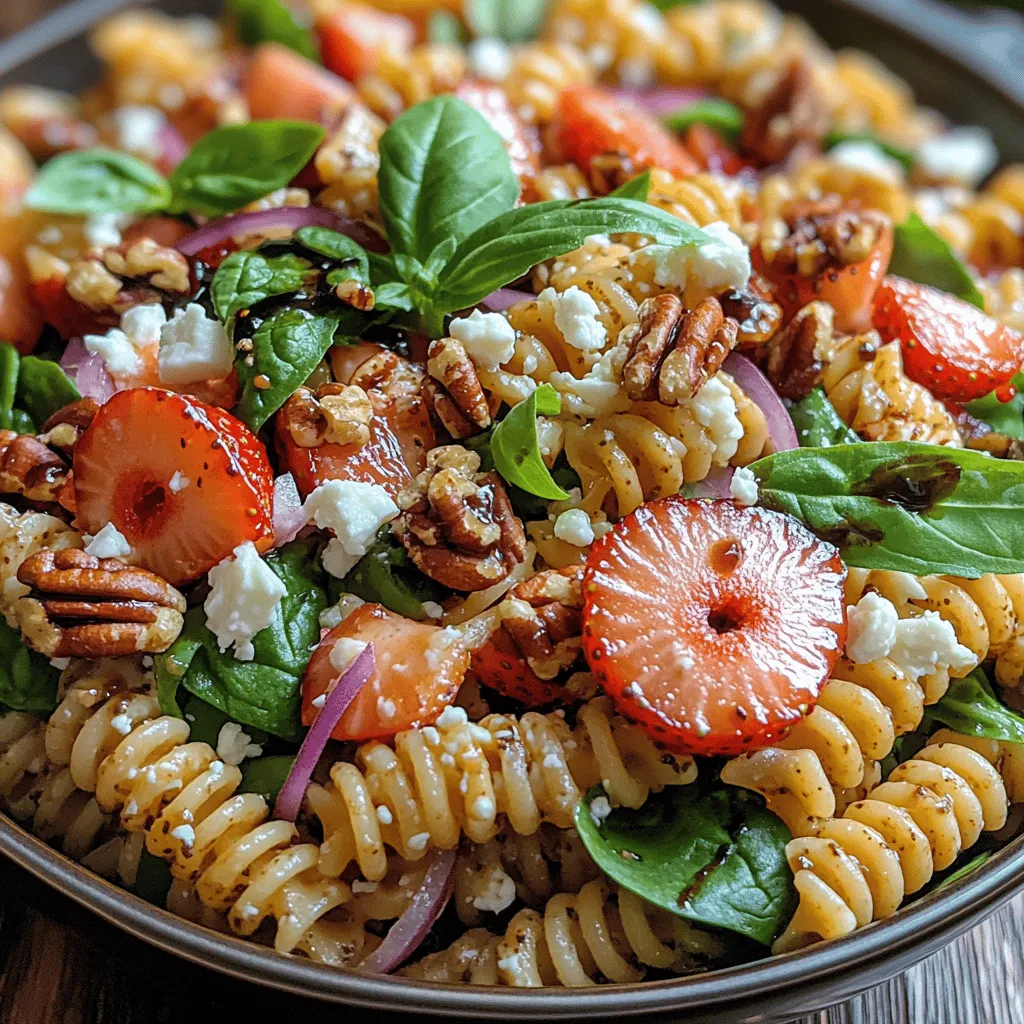 If you’re looking for a dish that epitomizes the essence of summer while also delivering a nutritious punch, look no further than the Strawberry Spinach Pasta Salad Delight. This vibrant salad is a delightful medley of flavors and textures that harmoniously come together, making it a perfect choice for a light lunch, a picnic under the sun, or a refreshing side dish at your next summer barbecue.
