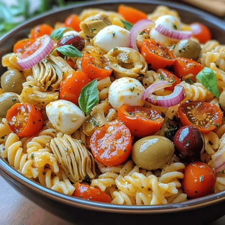 Savory Italian Pasta Antipasto is a vibrant dish that embodies the heart and soul of Italian cuisine. This recipe is not only visually appealing but also combines a medley of flavors that tantalize the taste buds. Antipasto, meaning "before the meal" in Italian, plays a crucial role in dining culture, serving as an appetizer to stimulate the appetite before the main course. Originating in Italy, antipasto traditionally features a delightful array of cured meats, cheeses, marinated vegetables, and olives, all designed to showcase the richness of Italian culinary traditions.