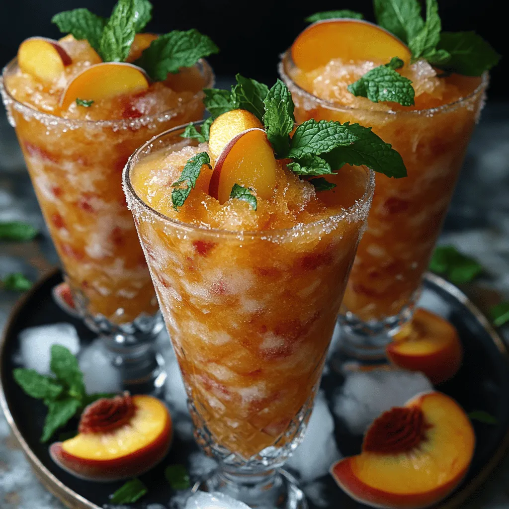 As the sun shines brightly and the temperatures rise, there's no better way to cool down than with a refreshing drink. Enter the Frosty Peach Bellini Bliss—a delightful cocktail that transports you straight to a summer paradise with every sip. This frozen concoction combines the sweet, juicy flavor of ripe peaches with the effervescence of prosecco, making it a quintessential summer beverage that’s perfect for any occasion. Whether you're hosting a leisurely brunch with friends, throwing a lively summer party, or simply enjoying a quiet afternoon on your patio, this drink is sure to impress.