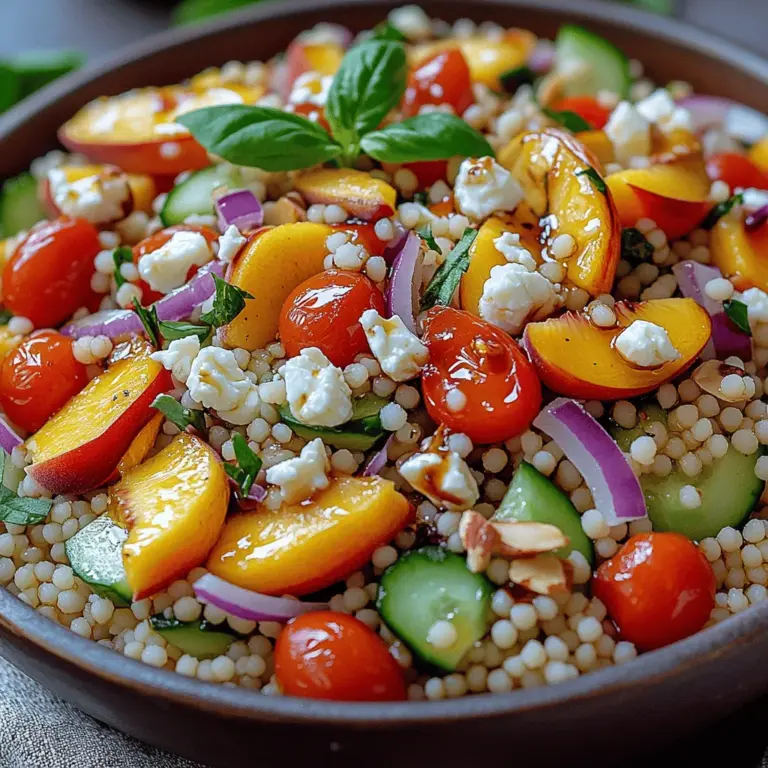 When the summer heat arrives, there's nothing quite like a vibrant and refreshing dish to cool down your senses and satisfy your taste buds. Enter the Peach Feta Couscous Salad—a delightful combination of sweet, ripe peaches and creamy feta cheese that offers a perfect balance of flavors and textures. This salad is not only visually appealing with its bright colors but also versatile enough to be enjoyed as a side dish for barbecues, a light and nutritious main course for lunch, or a crowd-pleasing addition to summer picnics.