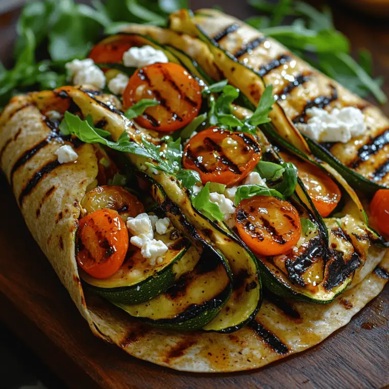 Grilled Zucchini Feta Wraps offer a vibrant and healthy option for anyone seeking a light meal or snack. With their colorful presentation and delightful flavor profile, these wraps are not just a culinary treat but also a celebration of fresh, wholesome ingredients. Packed with fresh vegetables, creamy feta cheese, and a medley of flavors, this recipe is an ideal choice for summer picnics, quick lunches, or even a satisfying dinner. Not only are they easy to make, but they also appeal to a wide range of dietary preferences, making them a versatile addition to any meal repertoire.