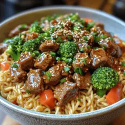 If you’re looking for a dish that marries bold flavors with vibrant colors and health benefits, the Sizzling Beef & Broccoli Ramen Stir Fry is your answer. This delectable recipe combines the satisfying chew of ramen noodles with tender beef and crisp vegetables, creating a well-rounded meal that is both hearty and nutritious. The unique interplay of textures—from the crunchy broccoli to the succulent beef—delivers a delightful eating experience that makes this dish a favorite among home cooks and food enthusiasts alike.
