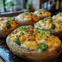 Cheesy Broccoli Bliss Twice Baked Potatoes are the ultimate comfort food that beautifully marries the heartiness of baked potatoes with the vibrant flavors of fresh broccoli and rich cheese. This dish is not only a feast for the eyes with its deliciously golden, cheesy topping but also a delightful blend of textures that will make your taste buds sing. The creamy filling, enhanced with savory cheese and tender broccoli, brings a satisfying warmth that makes it perfect for any meal, whether you're enjoying a cozy weeknight dinner or impressing guests at a gathering.