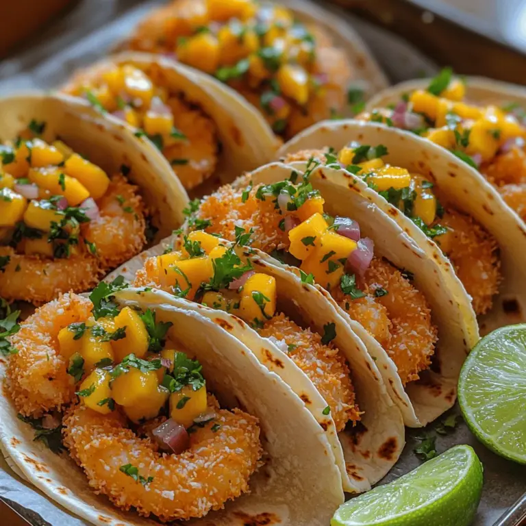 In the vibrant world of culinary exploration, few dishes capture the spirit of summer quite like Crispy Coconut Shrimp Tacos with Mango Salsa. This delightful recipe combines the crunchiness of coconut-coated shrimp with the refreshing zing of mango salsa, creating a symphony of textures and flavors that are simply irresistible. As you take your first bite, the succulent shrimp, perfectly fried to a golden crisp, gives way to the bright, tropical notes of the salsa, making each taco a celebration of taste.