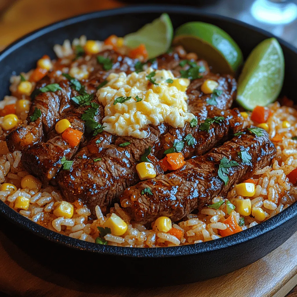 If you're on the hunt for a dish that brings together the robust flavors of steak, the creamy richness of cheese, and the tangy zest of fresh vegetables, look no further than Sizzling Steak & Queso Rice. This vibrant meal is not just visually appealing but also incredibly satisfying, making it a perfect option for both weeknight dinners and special occasions. With its combination of savory steak, creamy queso, and aromatic rice, every bite promises to deliver a burst of flavor that is sure to impress your family and friends.
