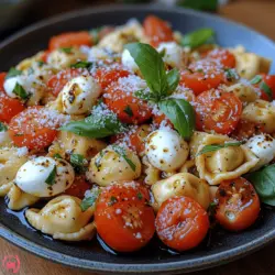 The Tomato Basil Tortellini Salad is a delightful fusion of tender cheese-filled tortellini, juicy cherry tomatoes, aromatic fresh basil, and creamy mozzarella balls, all tossed together in a bright and zesty dressing. This salad is not just a feast for the taste buds; it’s also visually appealing, showcasing a beautiful array of colors that reflect the freshness of its ingredients. Whether served as a main dish or a side, this salad is sure to impress family and friends alike.