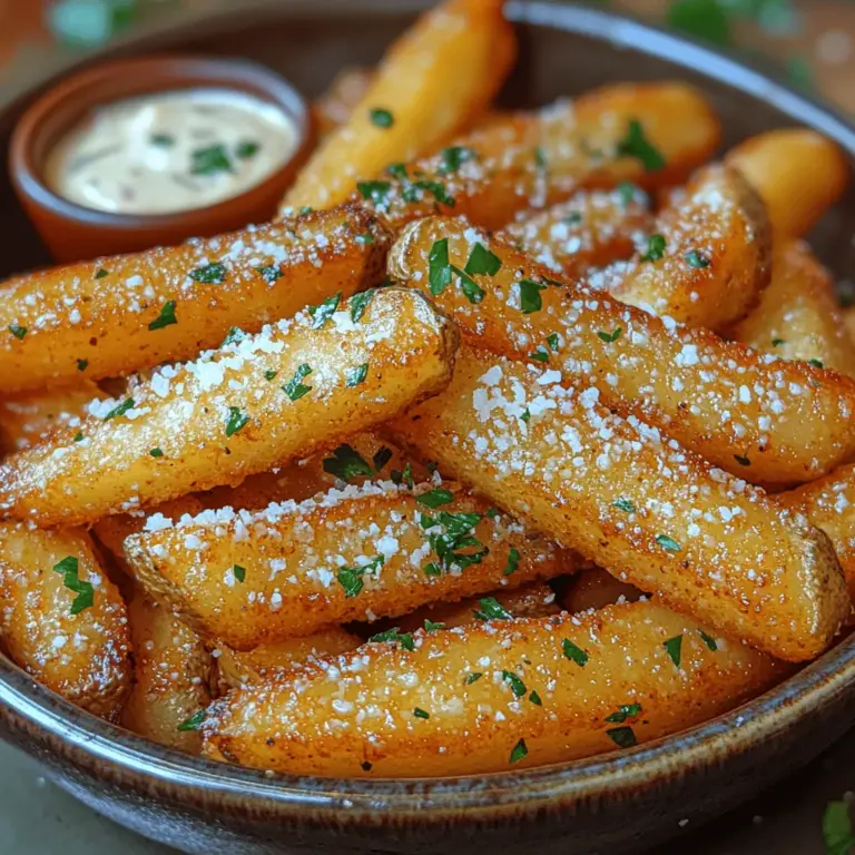 Are you ready to elevate your fry game? Introducing Crispy Air Fryer Garlic Parmesan Fries – a delightful twist on the classic comfort food that merges indulgence with health-conscious cooking. These fries are not only deliciously crispy but also offer a fraction of the oil typically required for frying, making them a guilt-free option for snack time or as a side dish for your favorite meals.