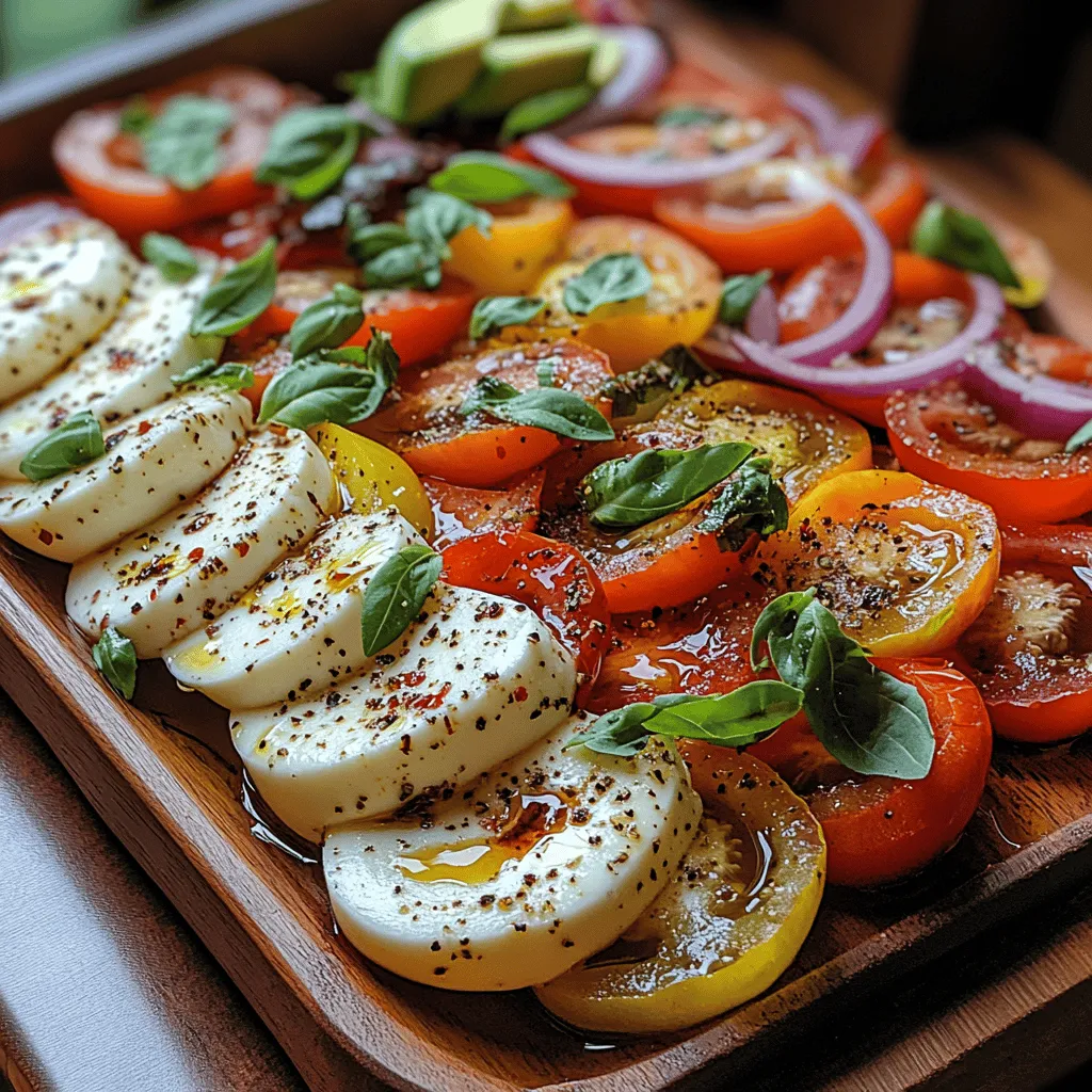In the heart of summer, when the days are long and the sun shines brightly, nothing beats a light and refreshing salad that captures the essence of the season. The Chilled Tomato Mozzarella Salad is a perfect blend of vibrant heirloom tomatoes, creamy mozzarella, and fragrant basil, all drizzled with a high-quality dressing that enhances their natural flavors. This dish is not only a feast for the eyes but also a healthy option packed with nutrients, making it a go-to choice for health-conscious eaters.
