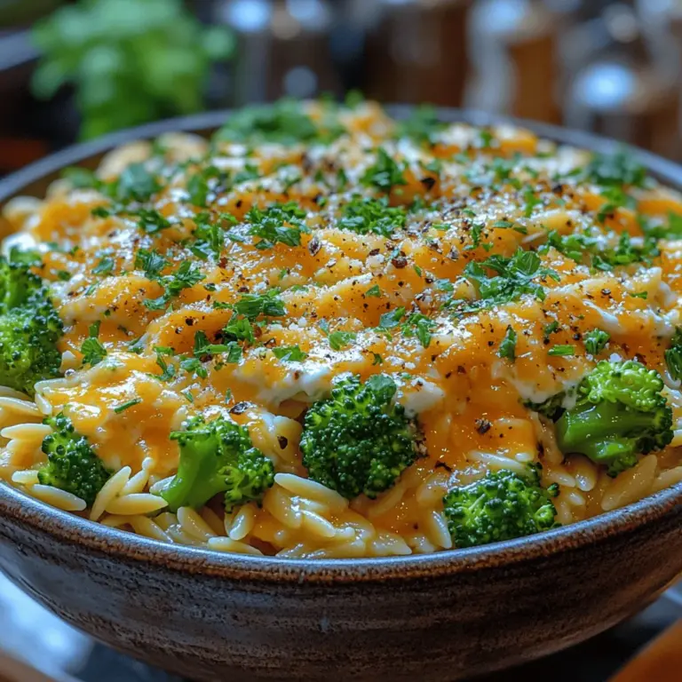To create the perfect Cheesy Broccoli Bliss Orzo, it's essential to understand the roles and benefits of each ingredient used in the recipe. This dish is built upon a foundation of simple yet impactful components that work together to deliver a rich and satisfying meal.