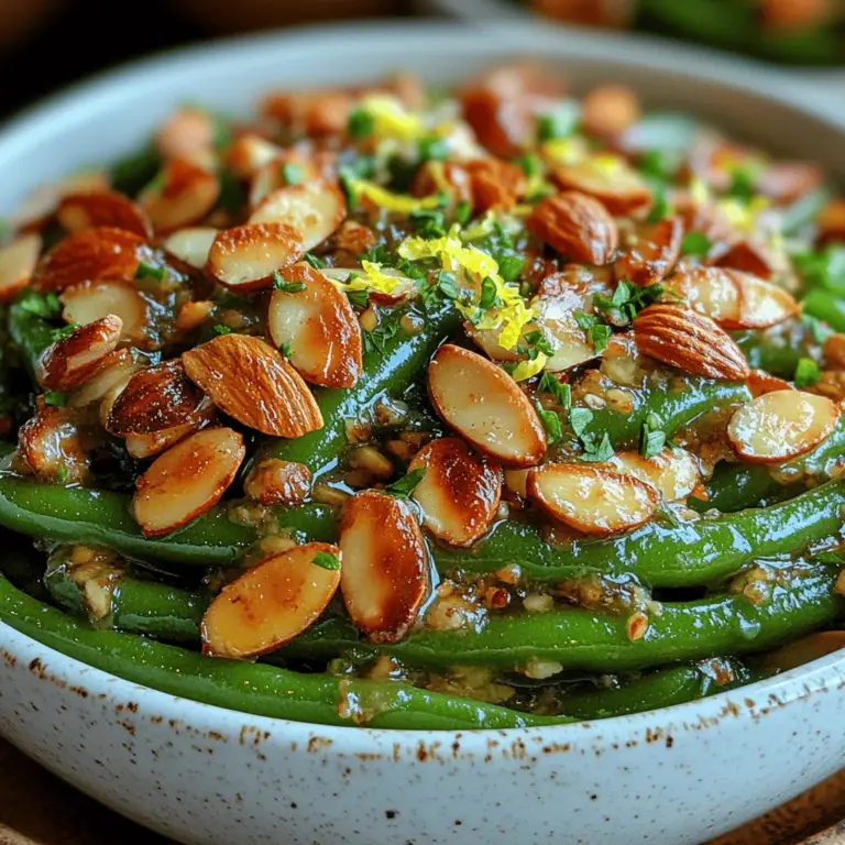 Garlic Butter Green Bean Almondine is a delightful side dish that showcases the vibrant flavors and textures of fresh green beans, enhanced by the rich taste of garlic butter and the crunch of toasted almonds. This dish offers a perfect balance between health and flavor, making it an excellent addition to any meal, whether it's a holiday feast, a family dinner, or a casual weeknight gathering. Green beans, often overlooked, are nutritional powerhouses packed with vitamins A, C, and K, as well as fiber and antioxidants. Incorporating them into your diet not only aids in maintaining a healthy lifestyle but also adds a colorful and appealing element to your plate.