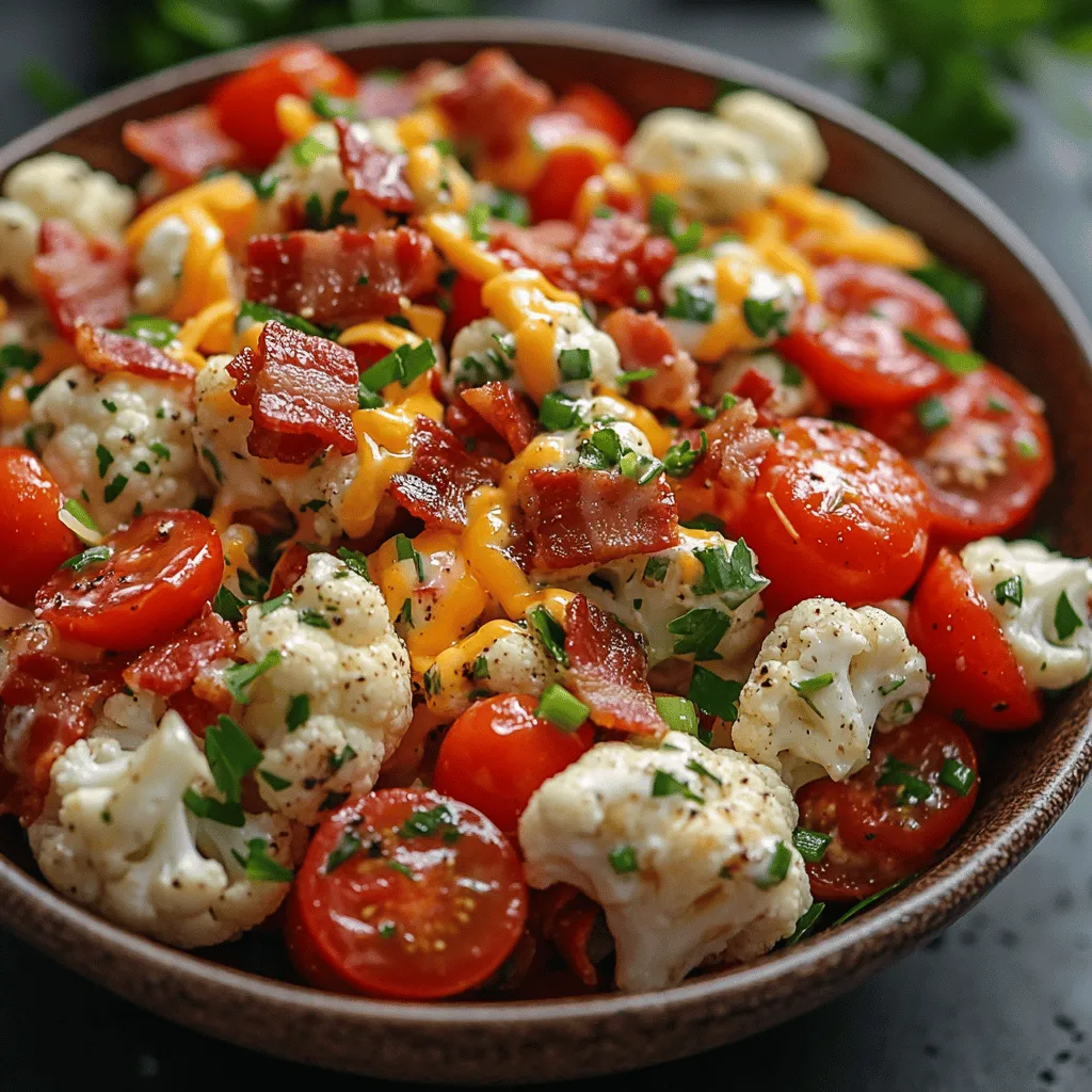 At the heart of the Crunchy BLT Cauliflower Salad are several key ingredients that together create a delightful medley of textures and flavors. The primary components include fresh cauliflower, crispy bacon, ripe tomatoes, crunchy lettuce, and aromatic herbs. Each ingredient plays a vital role in contributing to the overall taste and appeal of the salad.