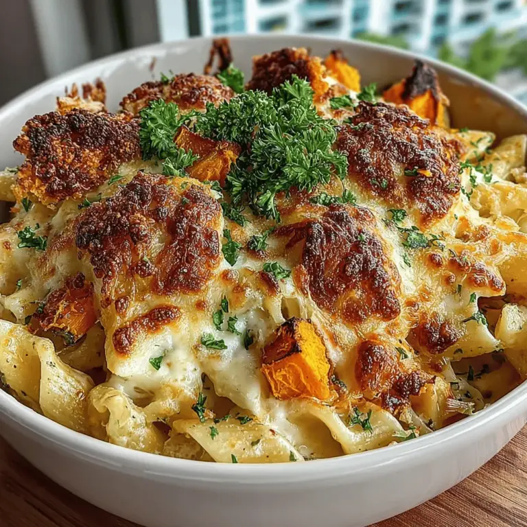 As the leaves begin to change and the air turns crisp, there’s no better way to embrace the essence of autumn than with a hearty dish that warms the soul. Our Savory Butternut Squash Alfredo Bake perfectly encapsulates this seasonal spirit, combining the rich, creamy goodness of Alfredo sauce with the natural sweetness of roasted butternut squash and al dente penne pasta. This comforting meal not only delivers a delightful burst of flavors but also provides a nutritious option for those looking to indulge without the guilt.