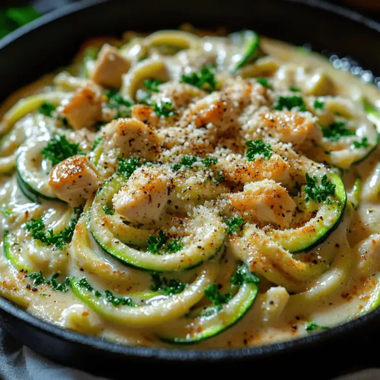 In the realm of modern cooking, few dishes can compete with the appeal of a creamy Alfredo sauce paired with a fresh and healthy twist. Enter the Creamy Alfredo Zoodle Skillet—a delightful recipe that brings all the richness of traditional fettuccine Alfredo, but with a fraction of the calories and carbs. This dish is perfect for those seeking a lighter meal without sacrificing flavor or comfort. With its vibrant zoodles—zucchini noodles—as the base, this recipe not only satisfies your cravings for creamy pasta but also promotes a healthier lifestyle.