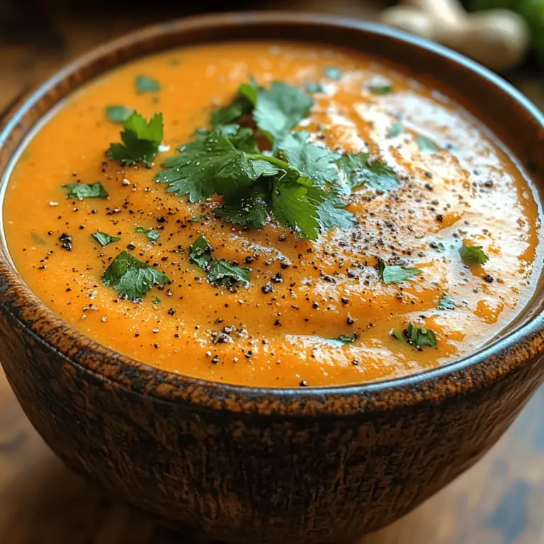 When the chill of winter sets in or when you simply crave something comforting, there's nothing quite like a warm bowl of soup to soothe the soul. Enter Creamy Carrot Ginger Bliss, a delightful concoction that marries the natural sweetness of carrots with the warm spice of ginger, all enveloped in a rich and creamy base of coconut milk. This soup not only provides immediate comfort but also serves as a nourishing option, perfect for any occasion.