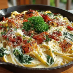 When it comes to comfort food, few dishes are as universally loved as pasta, especially when it’s enveloped in a rich, creamy sauce. The Creamy Bacon Spinach Alfredo Skillet is a delightful fusion of flavors and textures that elevates the traditional Alfredo into something truly special. This dish combines the velvety richness of Alfredo sauce with the savory crunch of crispy bacon and the fresh, vibrant notes of spinach. It’s a recipe that not only satisfies cravings but also brings a sense of warmth and indulgence to the dining table.