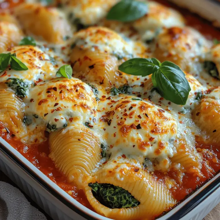In the realm of comfort food, few dishes can match the allure of creamy pasta. The very mention of cheesy pasta evokes images of warm family gatherings, laughter echoing around the dinner table, and the delightful aroma of a home-cooked meal wafting through the air. One dish that embodies this comforting experience is the Cheesy Bliss: Creamy Spinach Ricotta Pasta Shells. This recipe invites you to indulge in the rich flavors of ricotta and mozzarella, harmoniously blended with vibrant, fresh spinach. It's a delightful choice for family dinners or social gatherings, promising to satisfy both pasta enthusiasts and those mindful of their health.
