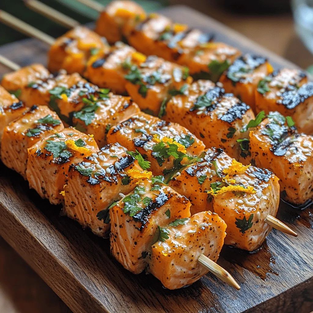 If you're searching for a dish that perfectly marries vibrant flavors with healthy ingredients, look no further than zingy orange ginger salmon skewers. This delightful recipe encapsulates a beautiful balance of sweet, spicy, and savory, making it an instant favorite for any meal or gathering. Salmon, known for its rich omega-3 fatty acids and protein content, pairs wonderfully with the citrusy notes of orange and the warm, aromatic undertones of ginger, creating a dish that is not only delicious but also nourishing.