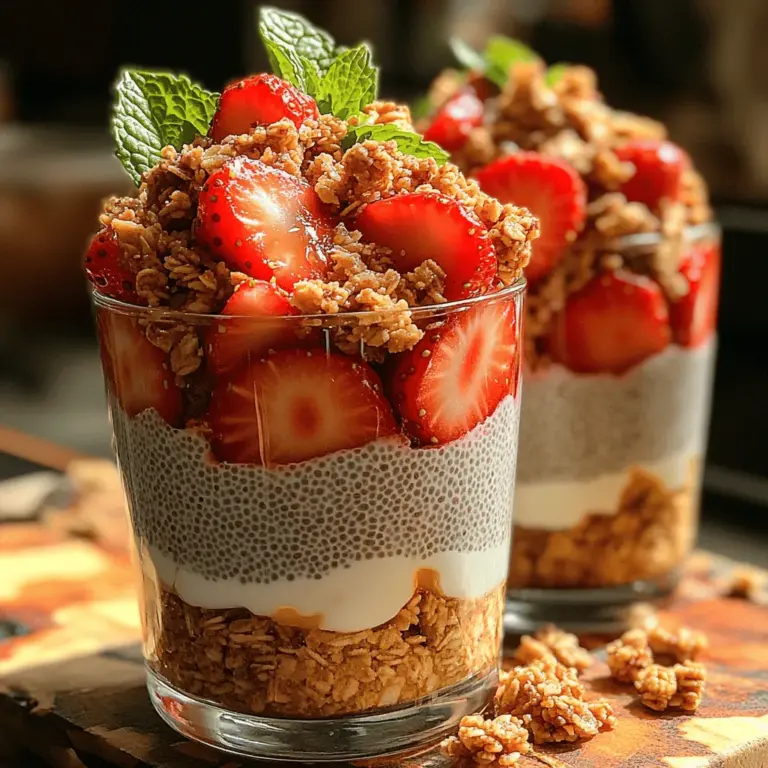 Parfaits have become a beloved staple in the realm of healthy desserts, adored for their versatility and beautiful presentation. Originating from French cuisine, the parfait has evolved over the years to encompass a myriad of ingredients, transforming it into a delightful layered treat that is not only visually appealing but also nourishing. The Sweet Strawberry Chia Parfait is a prime example of this evolution, combining the juicy sweetness of strawberries with the unique textural qualities of chia seeds. This recipe is perfect for a variety of occasions, whether you’re seeking a nutritious breakfast, an energizing snack, or a light dessert that won’t weigh you down.