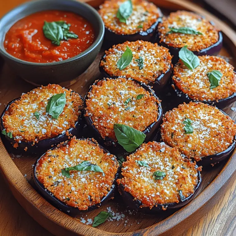 In the realm of delicious appetizers, Crispy Eggplant Marinara Bites stand out as a perfect blend of crispy textures and rich flavors. These delightful morsels not only satisfy your cravings for something crunchy but also provide a nutritious alternative to traditional fried snacks. The magic of this dish lies in its juxtaposition of a golden, crispy exterior enveloping a tender, flavorful interior, all perfectly complemented by a tangy marinara sauce. Whether you’re hosting a gathering or looking for a simple yet impressive snack, this recipe is sure to impress both family and friends.