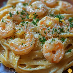 Creamy Garlic Shrimp Fettuccine is a dish that effortlessly combines comfort and sophistication, making it perfect for both weeknight dinners and special occasions. This indulgent pasta is rich with flavors, featuring succulent shrimp, a creamy garlic sauce, and the delightful texture of fettuccine. The origins of this dish can be traced back to Italian cuisine, where pasta is often celebrated for its versatility and ability to elevate simple ingredients into a culinary delight. This recipe, with its rich history and comforting profile, has become a favorite in many households, proving to be a go-to meal that is both satisfying and impressive.