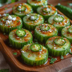 When it comes to appetizers that impress while remaining simple to prepare, Crunchy Chili-Lime Cucumber Bites stand out as a vibrant choice. This dish is not only visually appealing but also a delightful explosion of flavors that tantalize the taste buds. The combination of crisp cucumbers paired with zesty lime and a kick of chili makes these bites a perfect starter for any gathering or a refreshing snack for any time of day.