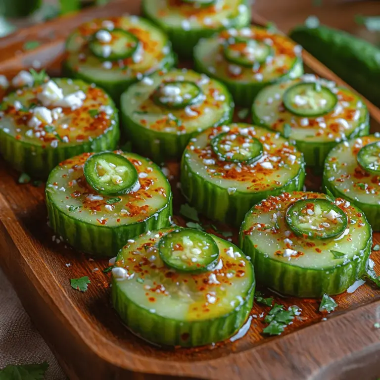 When it comes to appetizers that impress while remaining simple to prepare, Crunchy Chili-Lime Cucumber Bites stand out as a vibrant choice. This dish is not only visually appealing but also a delightful explosion of flavors that tantalize the taste buds. The combination of crisp cucumbers paired with zesty lime and a kick of chili makes these bites a perfect starter for any gathering or a refreshing snack for any time of day.