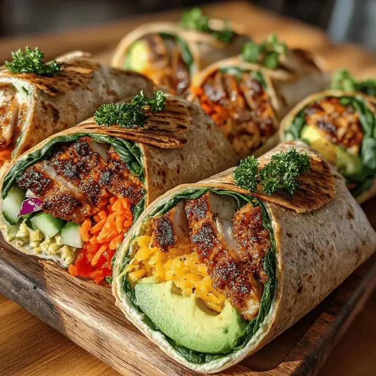 Chick-enlightenment Hummus Veggie Wraps present a harmonious blend of taste, nutrition, and versatility, making them a standout choice for anyone seeking a healthy meal option. This recipe features grilled chicken paired with a medley of vibrant vegetables, all wrapped in a whole wheat tortilla and complemented by a creamy layer of hummus. Whether you're packing lunch for work, preparing a quick dinner, or planning a delightful picnic, these wraps cater to a variety of dining scenarios.