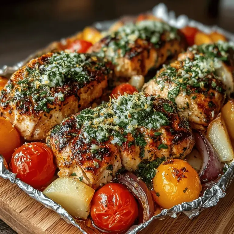 The Peach & Basil Chicken Foil Packs are a delightful dish that perfectly encapsulates the essence of summer cooking. This vibrant recipe combines tender chicken breasts with the sweetness of ripe peaches, the freshness of basil, and a medley of colorful vegetables, creating a harmonious blend of flavors that tantalize the taste buds. The dish appeals not only to those looking for a nutritious meal but also to anyone who appreciates the joys of seasonal ingredients.