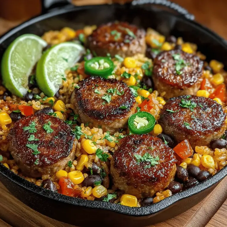 When it comes to weeknight dinners, finding a dish that balances flavor, convenience, and nutrition can often feel like a daunting task. Enter the Spicy Sausage, Bean & Rice Skillet—a delightful, one-pan meal that checks all the boxes. This dish is a vibrant medley of robust Italian sausage, hearty beans, and fluffy rice, all infused with a kick of spice that tantalizes the taste buds. The combination of savory and spicy elements makes it a favorite for those who enjoy bold flavors, while its simplicity ensures it can be whipped up even on the busiest of nights.