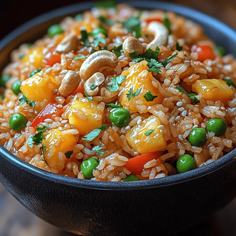 Tropical Pineapple Fried Rice is a vibrant and delicious dish that has gained popularity around the globe, thanks to its unique combination of sweet, savory, and tangy flavors. This dish not only tantalizes the taste buds but also offers a glimpse into the rich culinary traditions of Southeast Asia, where fried rice has become a beloved staple. Originating from Thailand, this recipe showcases the use of fresh, local ingredients that reflect the region’s tropical climate. The incorporation of pineapple into fried rice adds a refreshing twist that elevates the dish, making it a delightful meal perfect for any occasion.