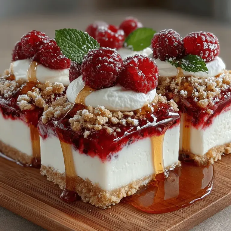 When the sun shines bright, there's nothing quite like a cold, refreshing dessert to cool you down. Enter the Delightful Frozen Yogurt Raspberries & Cream Bars, a treat that's not only delicious but also packed with wholesome ingredients. These bars are the perfect combination of tangy raspberries and creamy yogurt, making them an irresistible choice for summer gatherings, picnics, or simply a sweet indulgence at home. This recipe embodies the essence of fresh ingredients, providing a delightful balance of flavors and textures that appeal to both kids and adults alike.