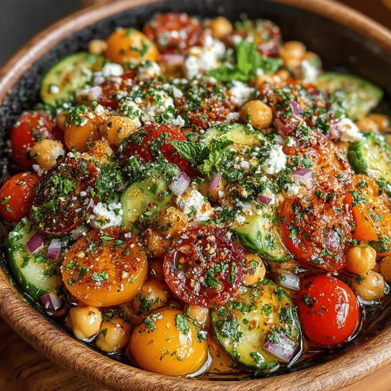 Feta & Cucumber Chickpea Delight is a vibrant, refreshing salad that showcases the best of Mediterranean flavors while packing a nutritional punch. This dish is not only a feast for the eyes but also a wholesome addition to any meal or a satisfying standalone dish. With its colorful array of ingredients—crunchy cucumbers, creamy feta cheese, and hearty chickpeas—this salad offers a delightful combination of textures and tastes that will leave you feeling satisfied without the guilt.