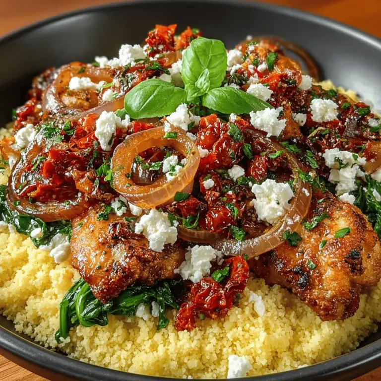Sun-Dried Tomato Chicken Couscous is a delectable dish that elegantly marries the savory flavors of chicken with the rich, tangy notes of sun-dried tomatoes, all beautifully complemented by fluffy couscous. This dish stands out not only for its vibrant colors and textures but also for its versatility, making it an ideal choice for a variety of occasions. Whether you're preparing a quick weeknight dinner, planning a meal prep session for the week ahead, or impressing guests at a dinner party, this recipe ticks all the boxes.