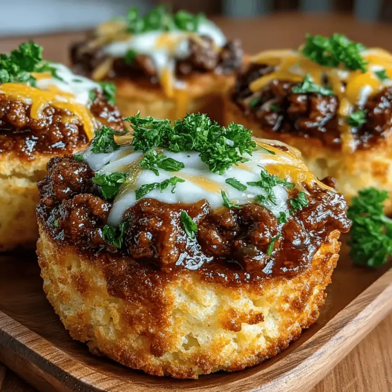Mini Sloppy Joe Biscuit Cups are a delightful twist on a classic favorite, marrying the savory goodness of sloppy joes with the flaky, buttery texture of biscuit dough. This innovative dish is not just a meal but an experience, perfect for parties, game days, or family dinners. Each mini cup is a bite-sized treat that is both hearty and satisfying, making it an excellent option for feeding a crowd without the fuss of traditional serving styles. The beauty of this recipe lies in its simplicity; with common ingredients and straightforward preparation, even novice cooks can create a dish that is sure to impress.