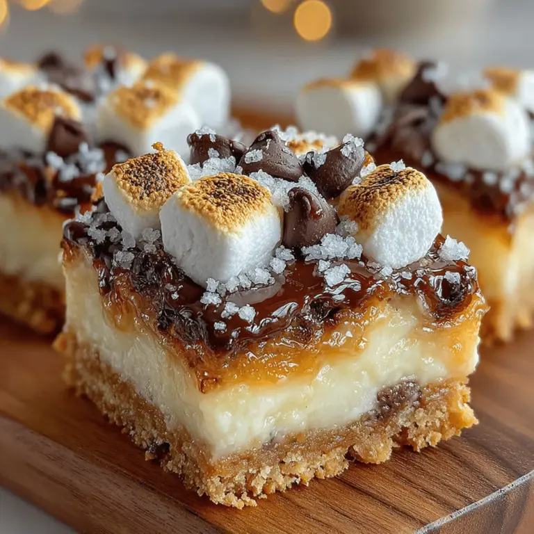 S'mores Delight Bars are a delightful twist on the classic campfire treat that evokes nostalgia and brings joy to dessert lovers everywhere. As summer nights around the campfire fade into memory, these bars capture that quintessential s'mores experience—sweet, gooey, and utterly satisfying—while providing a modern, convenient option for any occasion. With their layers of graham cracker crust, rich chocolate, and fluffy marshmallows, S'mores Delight Bars are not just a dessert; they are an experience that transports you back to simpler times.