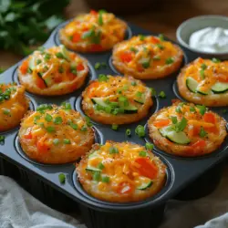 To achieve the ideal consistency for your Mini Veggie & Cheese Hash Nests, start by preparing the binding mixture. This mixture is crucial for holding the nests together, ensuring they maintain their shape during baking. In a medium-sized mixing bowl, whisk together the eggs and flour until you achieve a smooth, well-combined consistency.