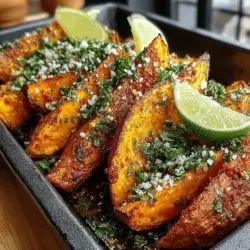 Chili Roasted Sweet Potato Wedges are a delightful and nutritious addition to any meal. These wedges combine the natural sweetness of sweet potatoes with a medley of spices that create a savory, slightly spicy flavor profile. The crispy exterior and tender interior make them not only a treat for the taste buds but also a healthier alternative to traditional fried sides. Easy to prepare and bursting with flavor, this recipe is perfect for weeknight dinners or as a standout dish for gatherings.