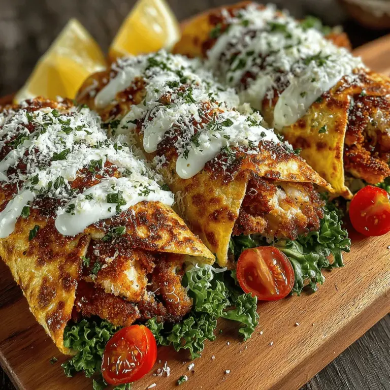 If you're on the lookout for a dish that marries convenience with flavor, the Crunchy Caesar Chicken Tortilla Pockets should be at the top of your list. This recipe is not only a delight to the palate but also an ideal solution for busy weeknights and casual gatherings. Imagine a warm, soft tortilla enveloping tender, juicy chicken that’s been perfectly seasoned and coated for an irresistible crunch. Add in the fresh crispness of Romaine lettuce and the tangy richness of Caesar dressing, and you have a meal that will satisfy both adults and children alike.