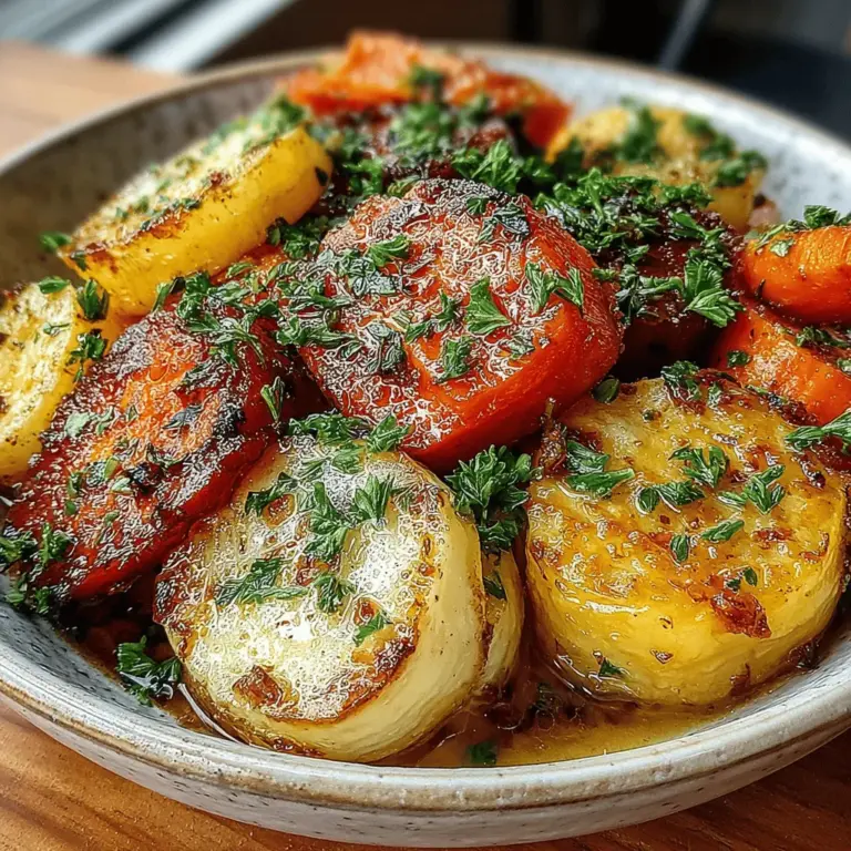When it comes to side dishes that elevate a meal, few can compete with the vibrant and delectable combination of maple glazed carrots and parsnips. This dish is not only visually appealing, with its rich colors and glossy finish, but it also brings a delightful medley of flavors to the table. The sweet, earthy tones of the vegetables complement the warm, rich notes of maple syrup, creating a harmonious balance that tantalizes the palate. Ideal for holiday gatherings, family dinners, or even a simple weeknight meal, this recipe is sure to impress both guests and family alike.
