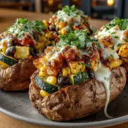 Zucchini-Stuffed Sweet Potatoes Delight is a vibrant and wholesome dish that showcases an exquisite balance between the natural sweetness of sweet potatoes and the savory, nutrient-packed goodness of zucchini and other colorful vegetables. As more individuals and families shift towards healthier eating habits, this recipe stands out as a perfect vegetarian-friendly option that caters to health-conscious eaters. Packed with essential vitamins, minerals, and fiber, this dish not only satisfies the palate but also supports a balanced diet.