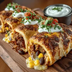 Mini Chicken Burrito Crescent Wraps are a delightful fusion of flavors that have become a staple in many households. Ideal for family dinners or casual gatherings, these bite-sized treats are sure to please even the pickiest eaters. The combination of tender chicken, hearty beans, sweet corn, and melty cheese, all wrapped in flaky crescent dough, creates a dish that is not only satisfying but also visually appealing. Whether you're hosting a game night, preparing a quick weeknight meal, or simply looking for a fun snack, these mini wraps are a fantastic choice that everyone will love.