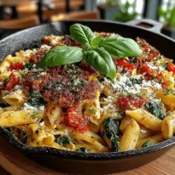 Creamy Tomato Spinach Skillet Pasta Recipe