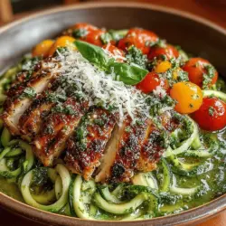 Grilled Chicken Pesto Zoodle Bowls