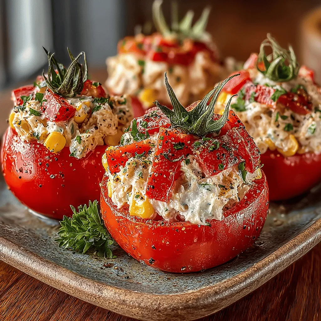 Now that your tuna salad is prepared, it’s time to fill those vibrant tomatoes. Start by selecting the tomatoes you wish to use; medium-sized tomatoes work best for this recipe. Look for tomatoes that are firm and have a smooth surface, which will hold their shape well once stuffed.