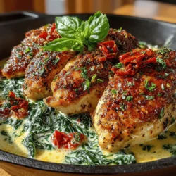 If you’re in search of a dish that perfectly marries rich flavors with a comforting texture, look no further than Creamy Tuscan Chicken with Spinach. This delightful recipe offers a symphony of taste and texture, making it an ideal choice for family dinners or special occasions. What sets this dish apart is not only its robust and creamy sauce, but also the harmonious balance of ingredients, including the savory umami of sun-dried tomatoes, the freshness of spinach, and the aromatic notes of basil.