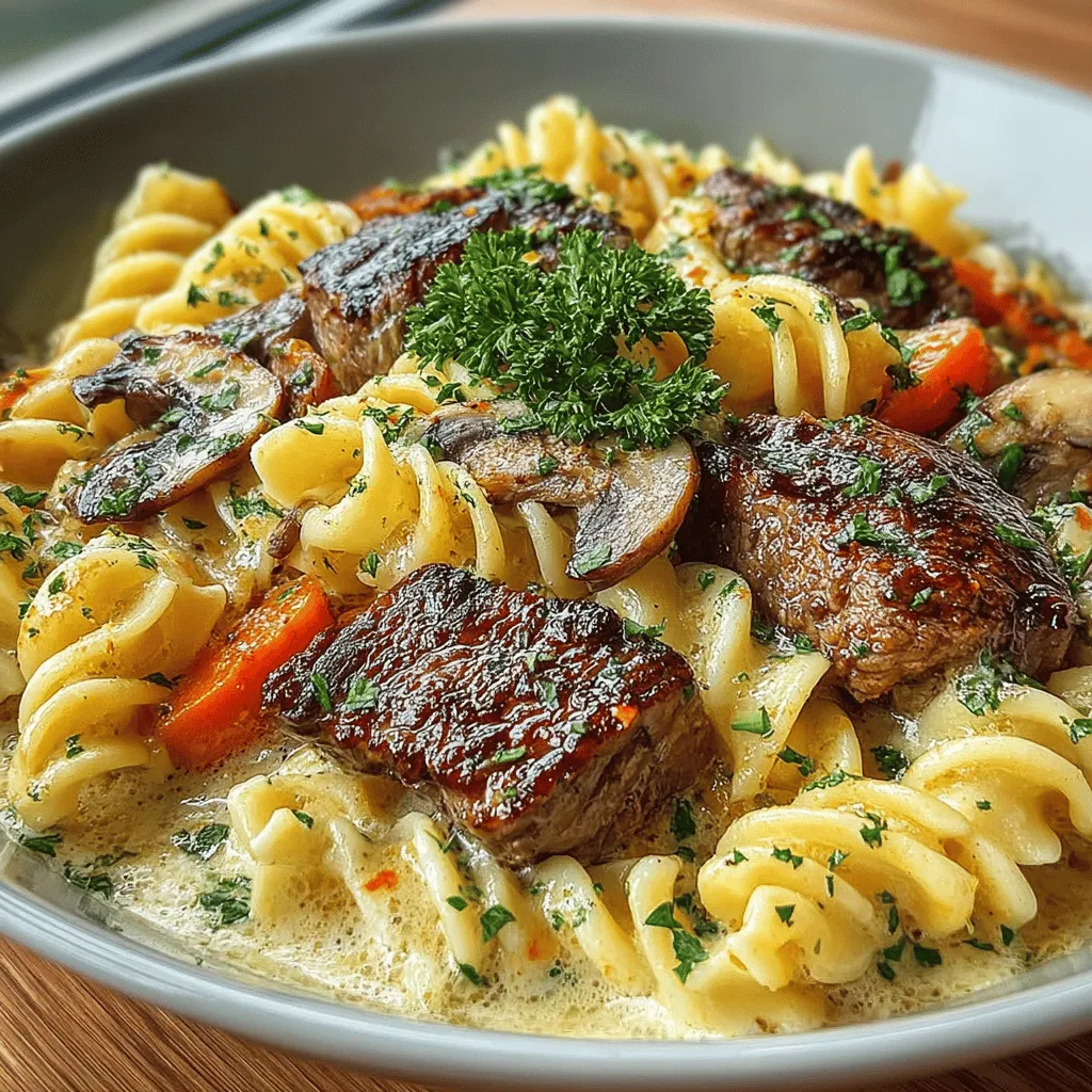 - 1 pound beef sirloin, thinly sliced - 8 ounces cremini mushrooms, sliced - 1 medium onion, finely chopped - 2 cloves garlic, minced - 2 tablespoons olive oil - 1 tablespoon Worcestershire sauce - 1 tablespoon Dijon mustard - 1 teaspoon smoked paprika - 1 cup beef broth - 1 cup sour cream - 8 ounces egg noodles - Salt and pepper, to taste - Fresh parsley, chopped (for garnish)