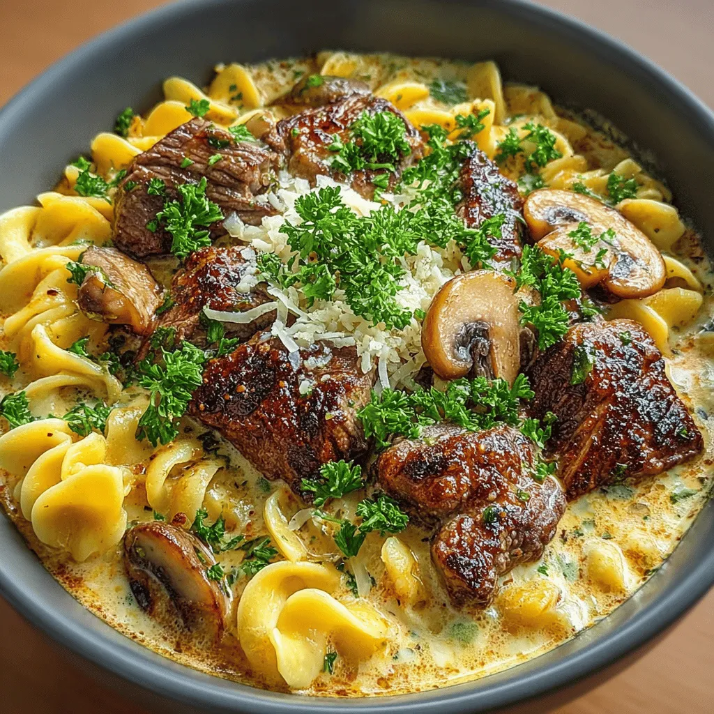 - 1 pound beef sirloin, thinly sliced - 8 ounces cremini mushrooms, sliced - 1 medium onion, finely chopped - 2 cloves garlic, minced - 2 tablespoons olive oil - 1 tablespoon Worcestershire sauce - 1 tablespoon Dijon mustard - 1 teaspoon smoked paprika - 1 cup beef broth - 1 cup sour cream - 8 ounces egg noodles - Salt and pepper, to taste - Fresh parsley, chopped (for garnish)