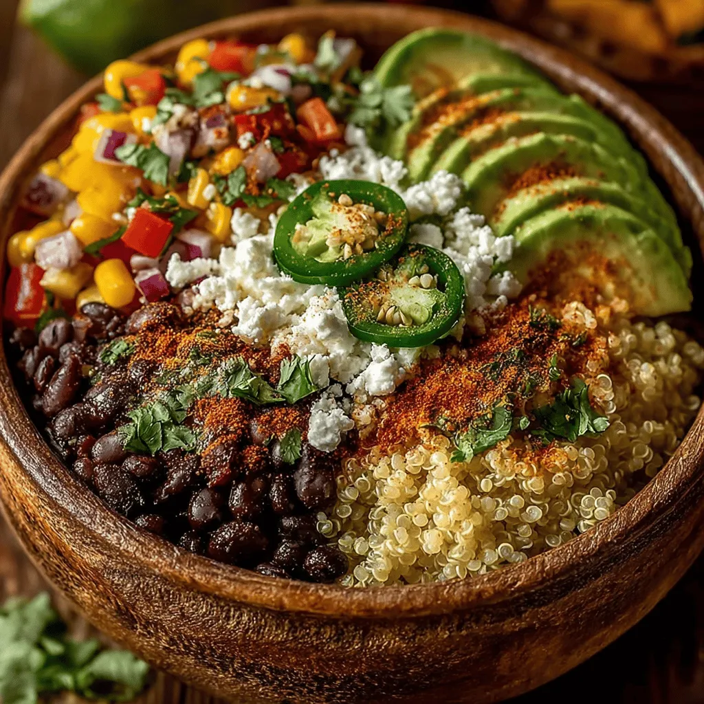 To create the heart of your Southwestern Black Bean and Quinoa Bowls, begin by preparing the black bean mixture. In a large mixing bowl, combine 1 can (15 ounces) of drained and rinsed black beans with 1 cup of sweet corn (fresh or frozen). Sweet corn adds a delightful crunch and natural sweetness, which beautifully balances the savory elements of the dish.